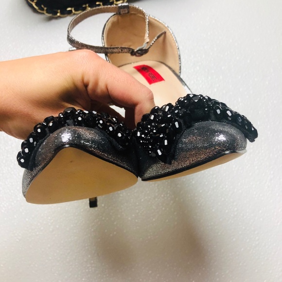 London Rebel Bow Two Part Point High Heels - Picture 11 of 11